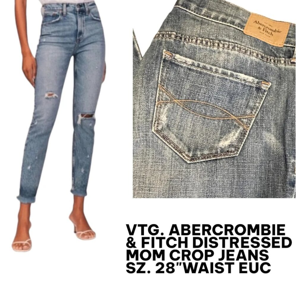 y2k ABERCROMBIE & FITCH Jeans MOM CROP SZ. 6/28"‎ EUC